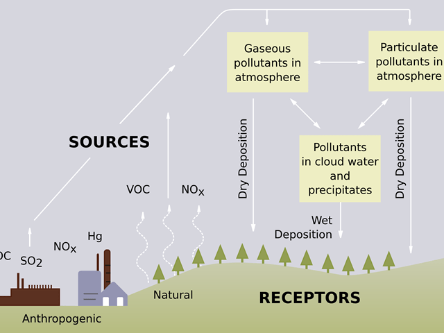 a diagram showing the causes of acid rain