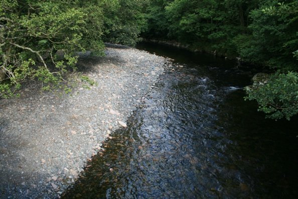 Material deposited on the inside of the meander 