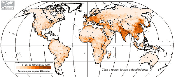 World population density map