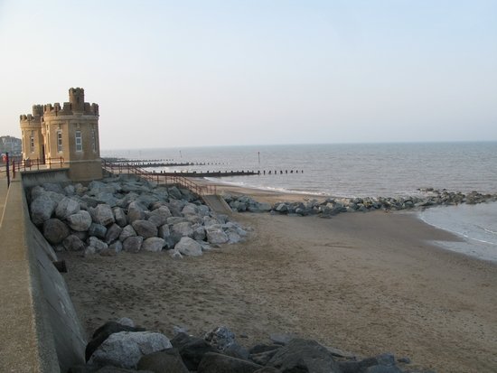 Sea wall, rock armour and groynes at Withernsea. 