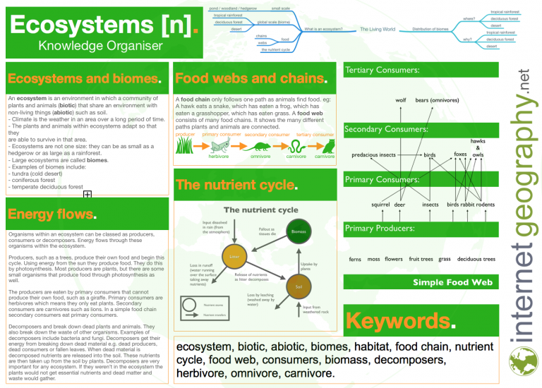 Ecosystem Knowledge Organiser Geography