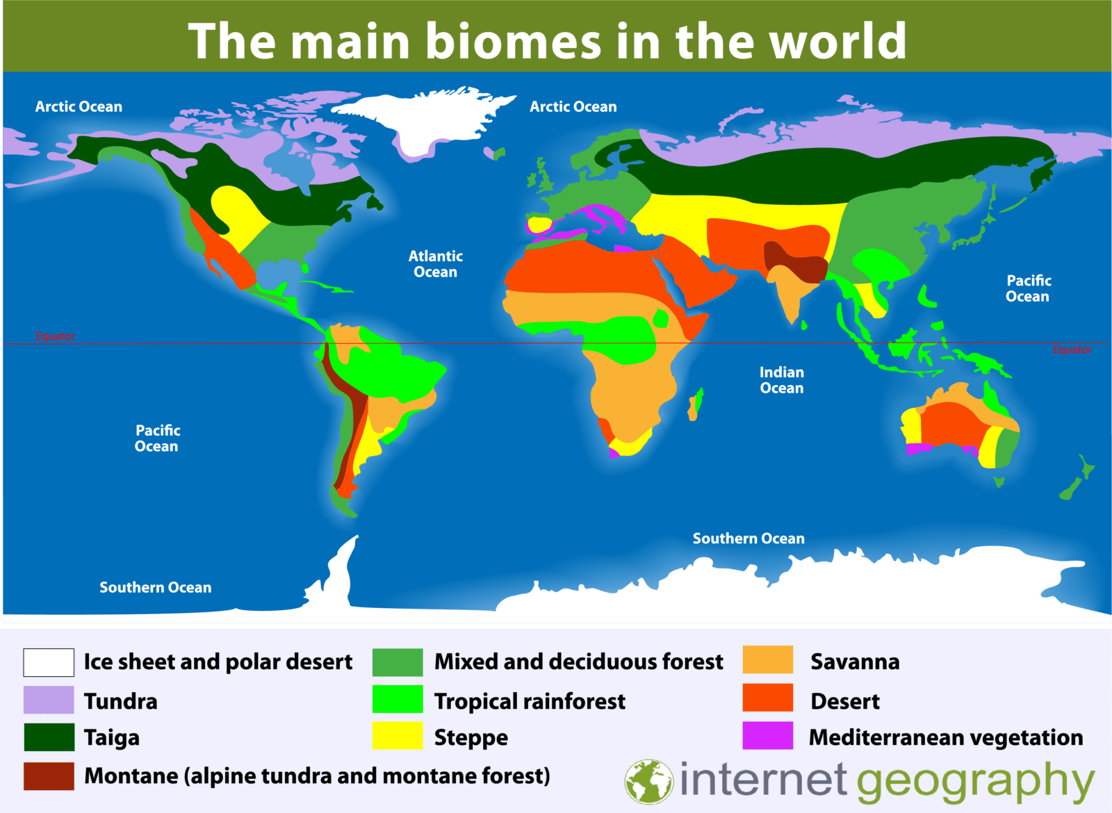 A map to show the main biomes of the world