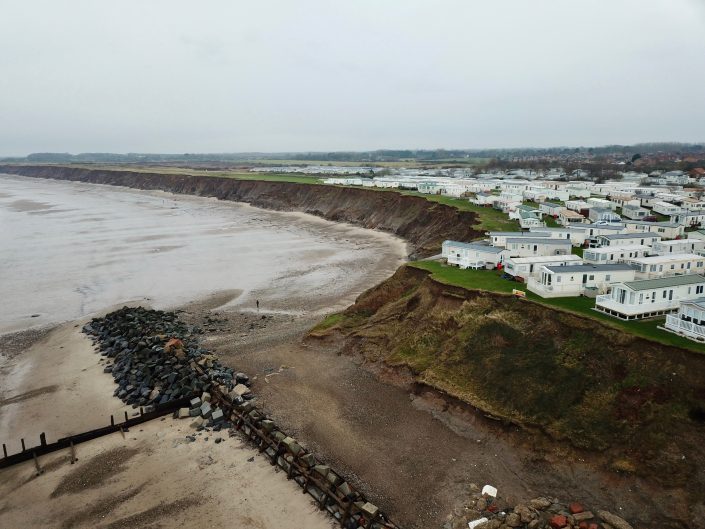 View south towards the terminal groyne and caravan park