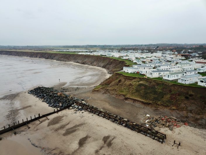 View south towards the terminal groyne and caravan park