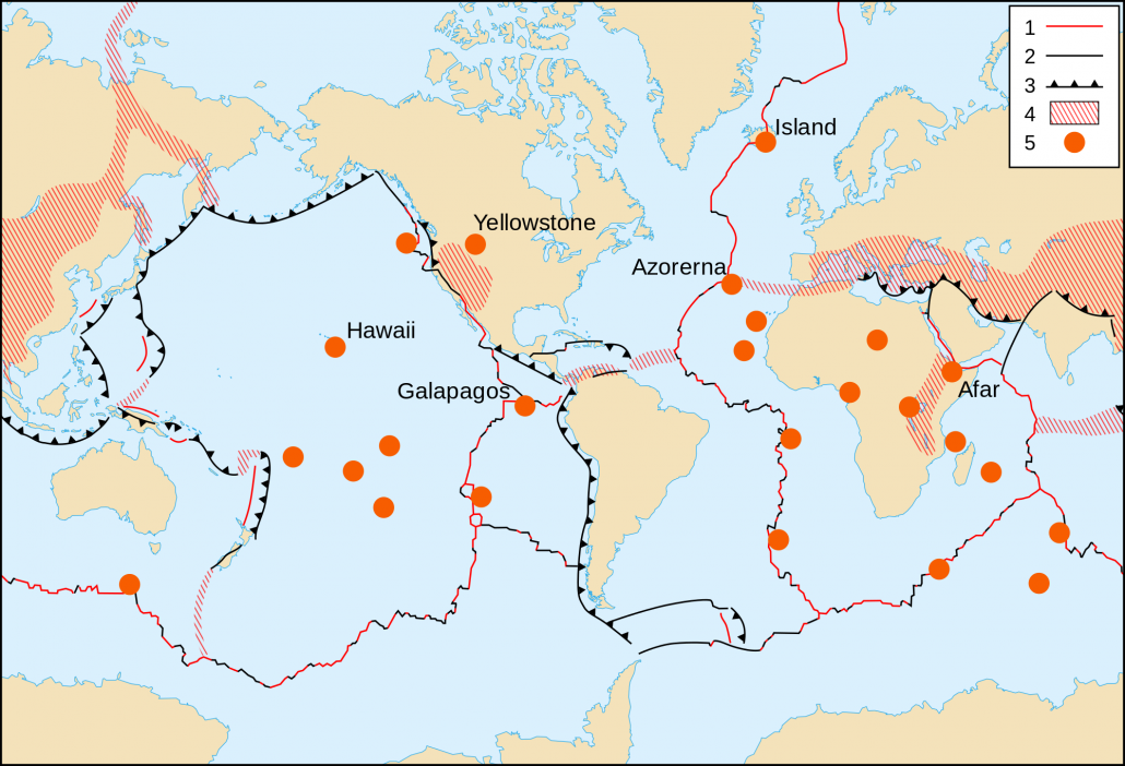 A map to show volcanic hotspots