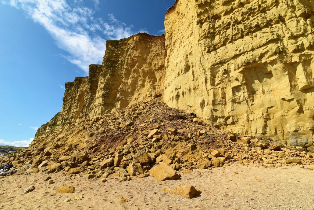 Landslide at West Bay on Dorset's Jurassic Coast.