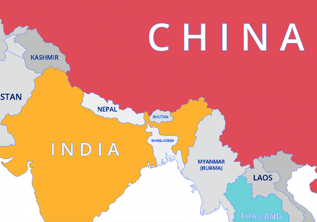 A map to show the location of Nepal in Asia