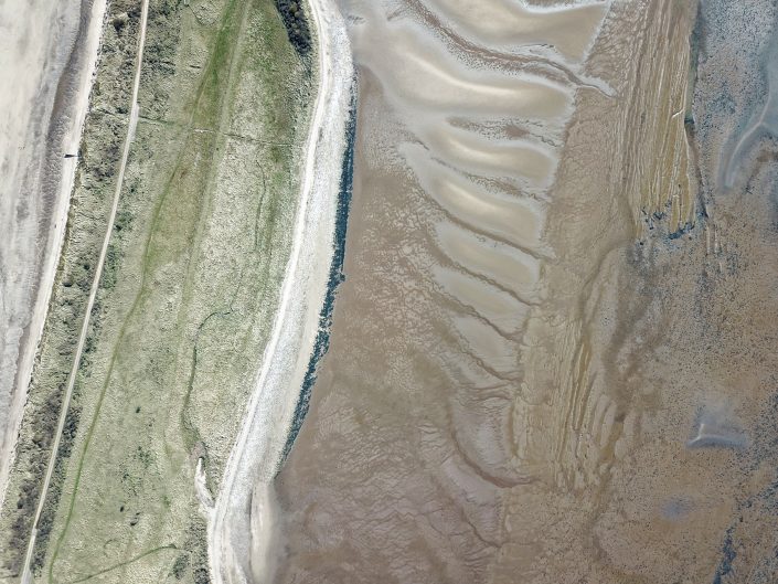 A view across the spit featuring a range of habitats including sand dunes and salt marsh