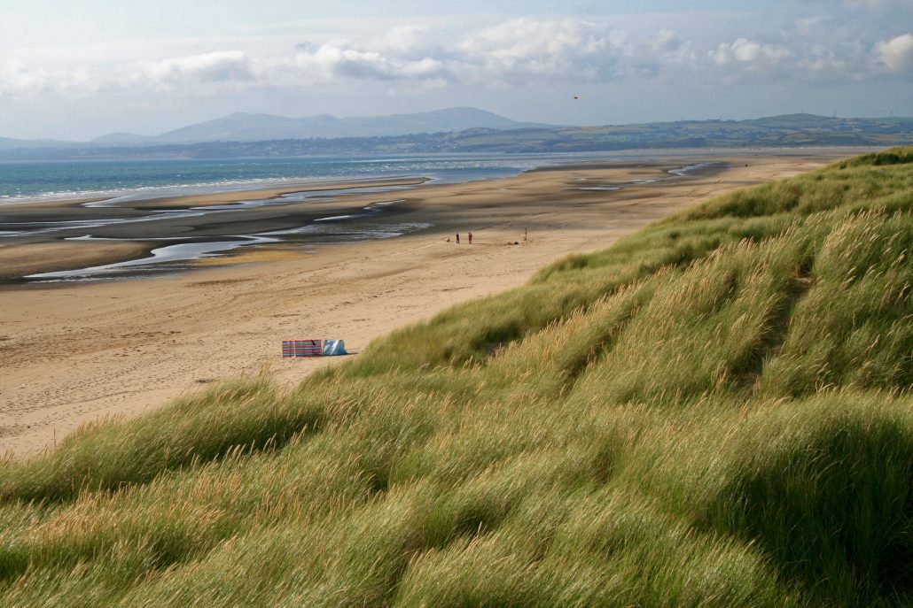 A beach with a large tidal range 