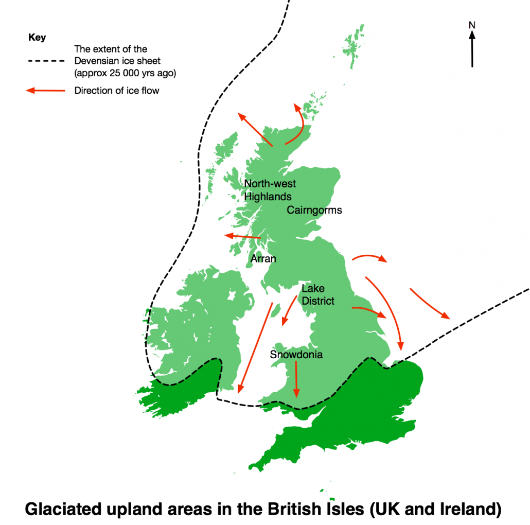 Extent of late Devensian Ice Sheet