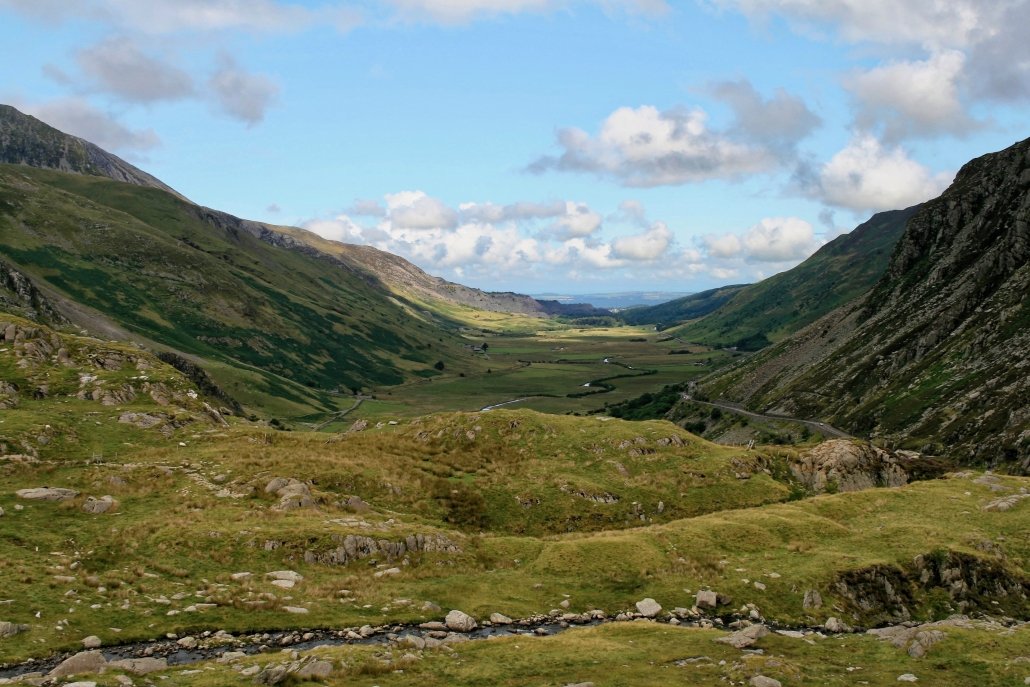 Nant Ffrancon, a u-shaped valley in Snowdonia. 