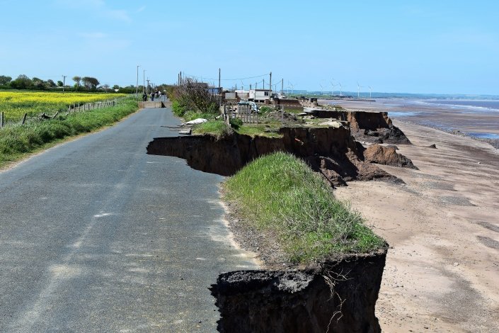 Erosion of the coastal road that linked Ulrome and Skipsea