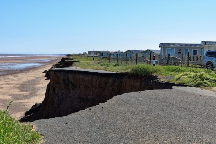 Erosion of the coastal road that linked Ulrome and Skipsea