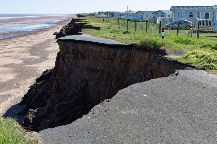 Erosion of the coastal road that linked Ulrome and Skipsea