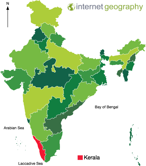 A map to show the location of Kerala