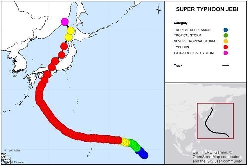 The pathway Typhoon Jebi followed - source: http://www.gccapitalideas.com/2018/09/06/super-typhoon-jebi/