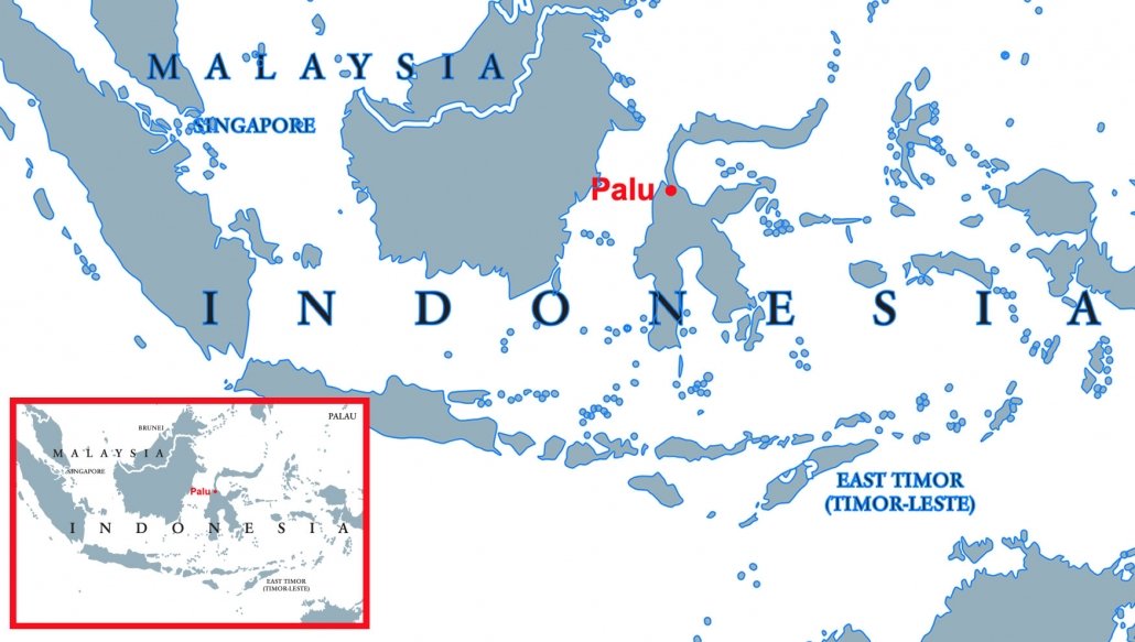 A map to show the location of Palu