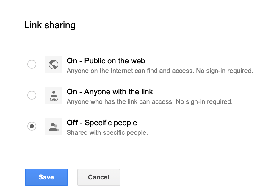 Link sharing options