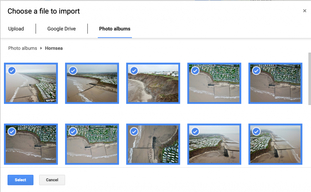 Select images you want to import