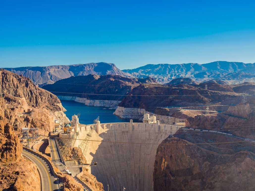 The Hoover Dam on the Colorado river.