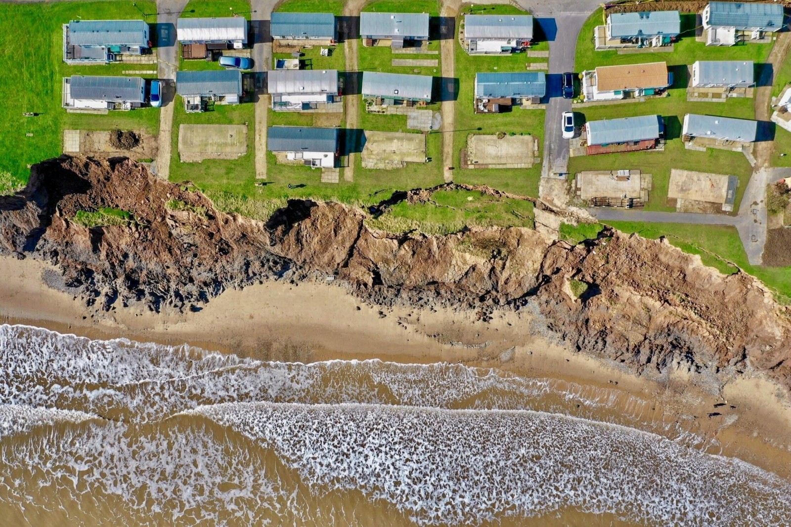 Aerial view of slumping at Hornsea