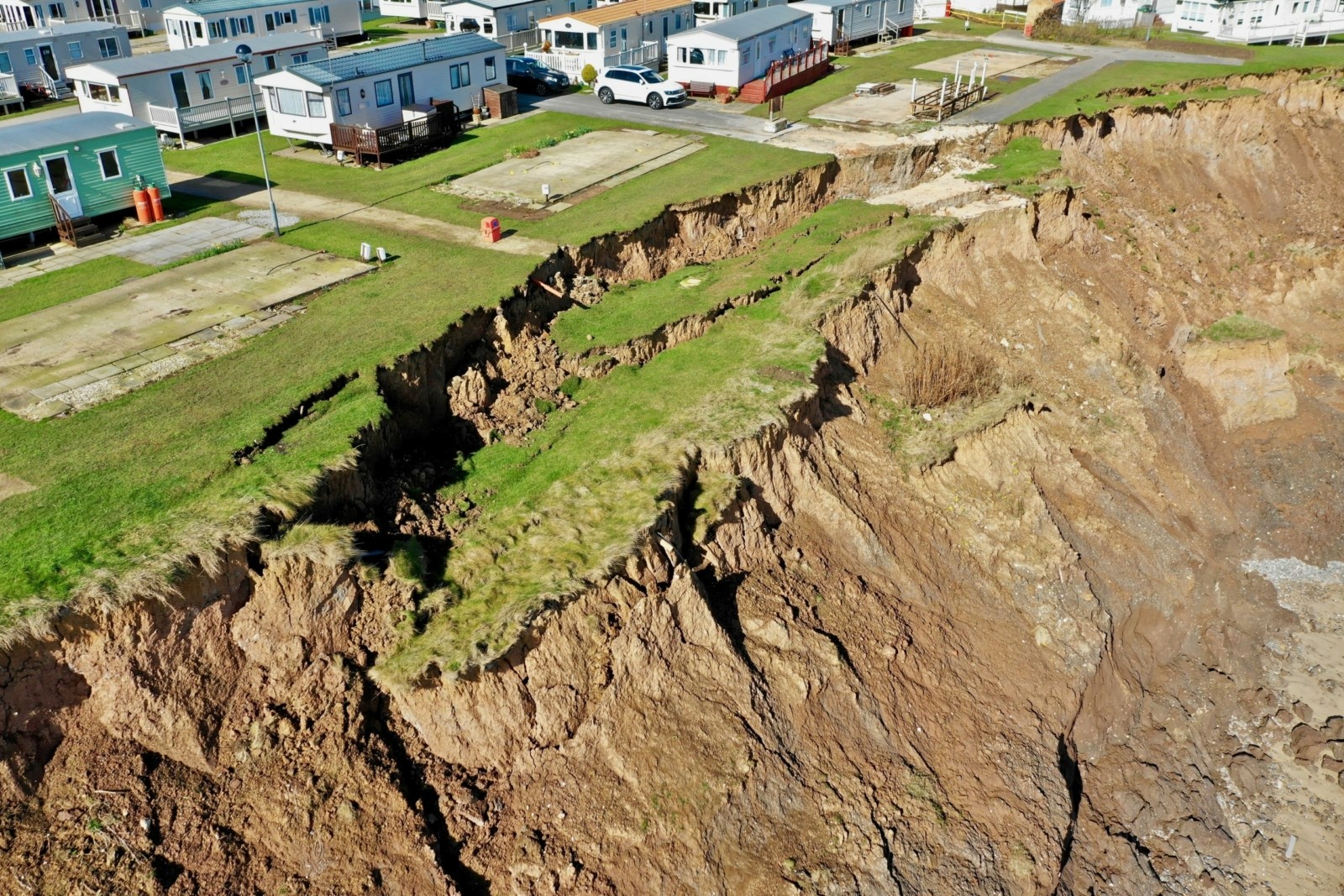Aerial view of slumping at Hornsea