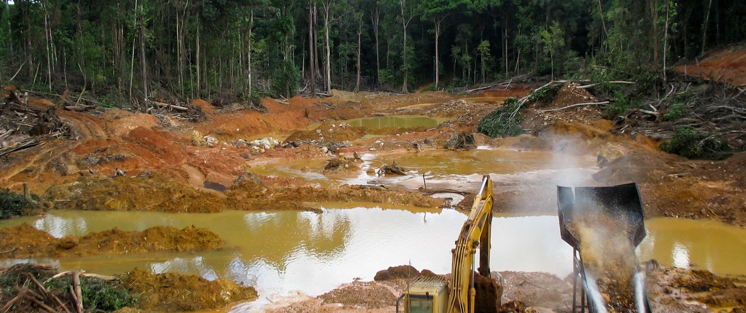 Gold mining in the Amazon Rainforest