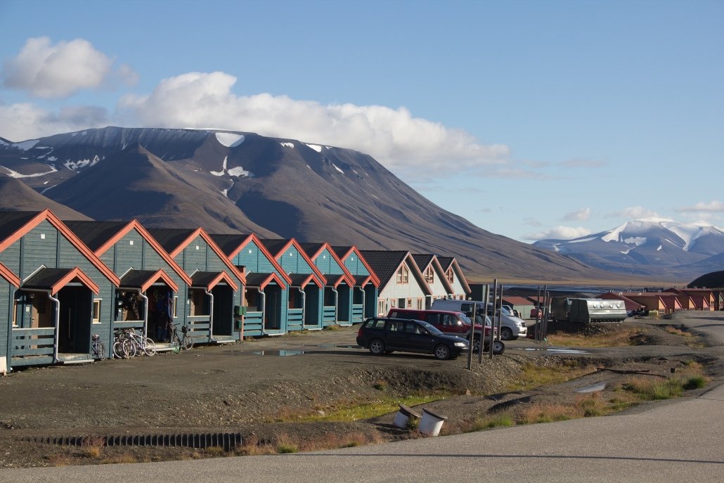 A row of wooden houses at Svalbard