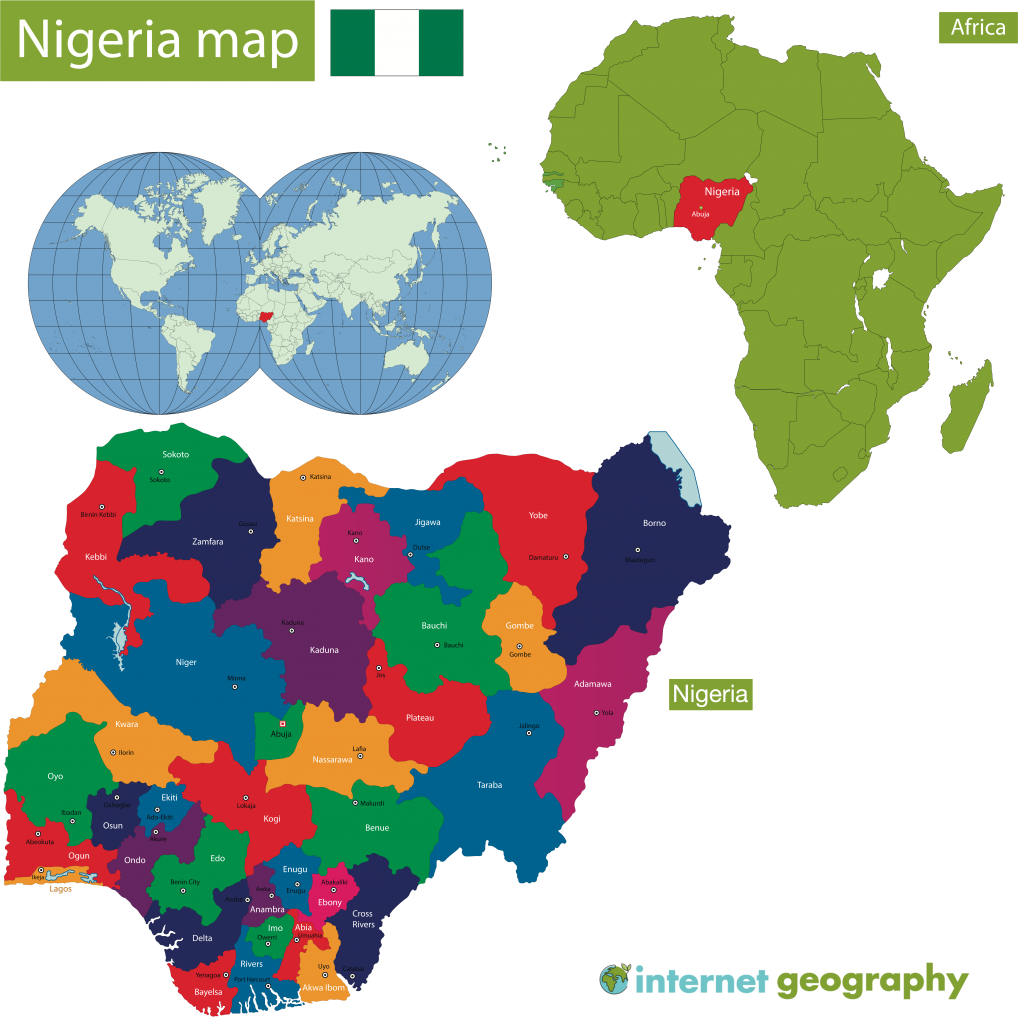 A map to show the location of Nigeria