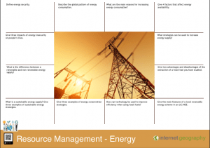 Resource Management Energy Revision Mat