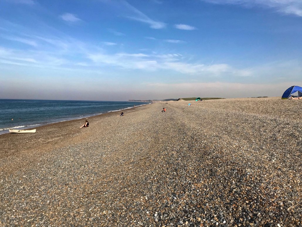 Salthouse Beach - a steep shingle beach with a series of berms.