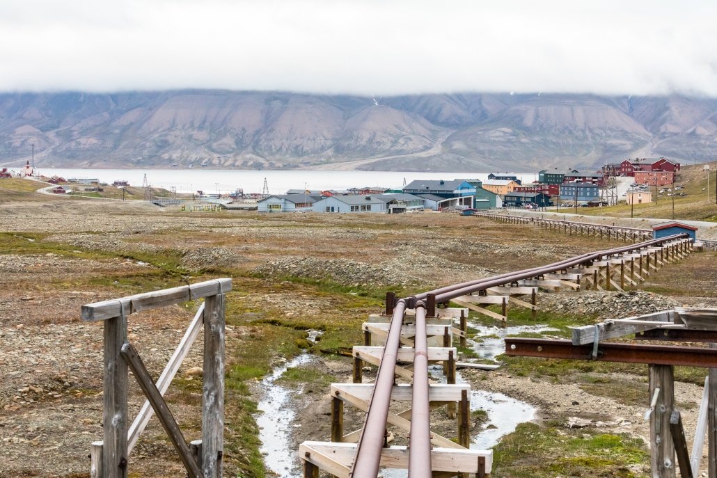 Utility pipes above ground in Svalbard