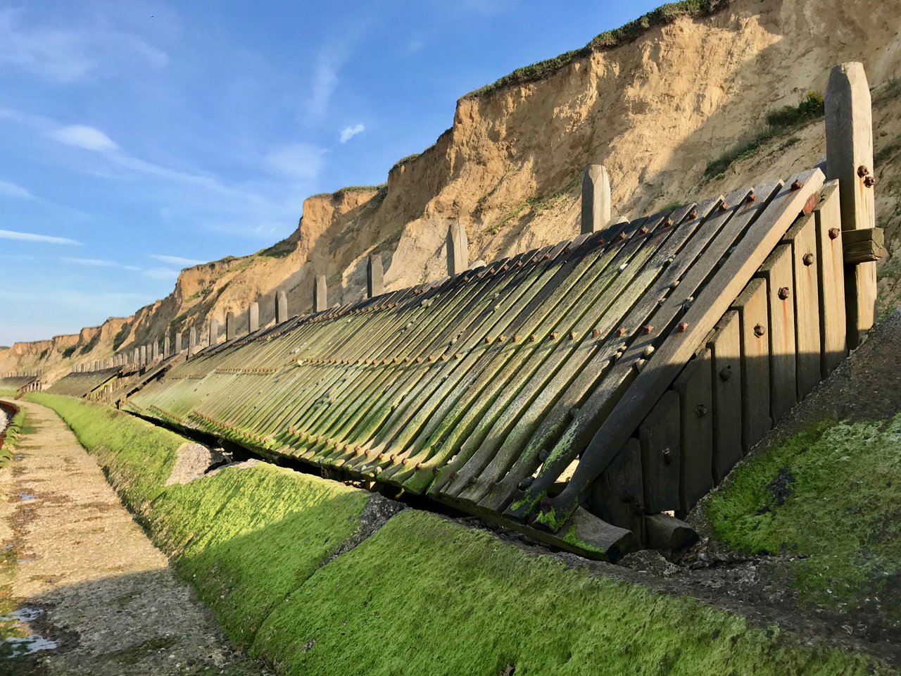 A wood revetment at Sheringham on the Norfolk coast.