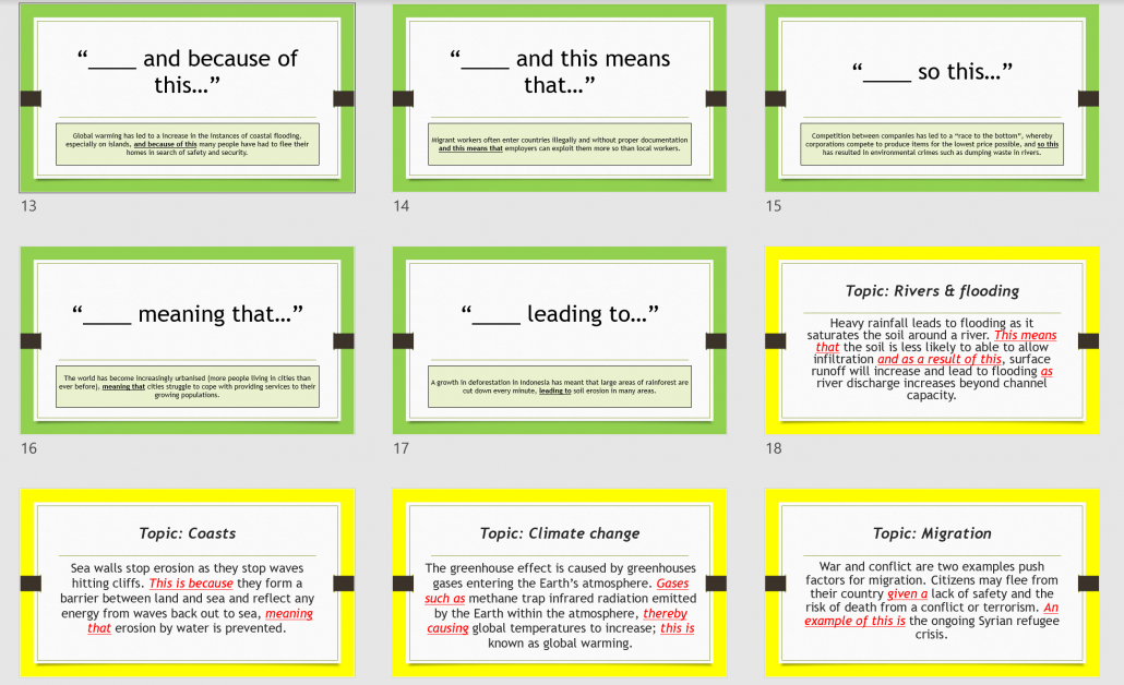 Writing cues and examples