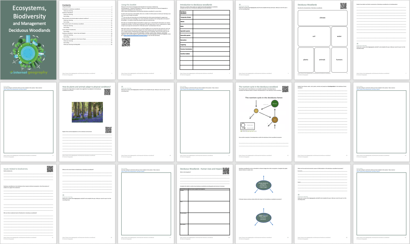 Ecosystems Biodiversity and Management - Deciduous Woodlands Work Booklet
