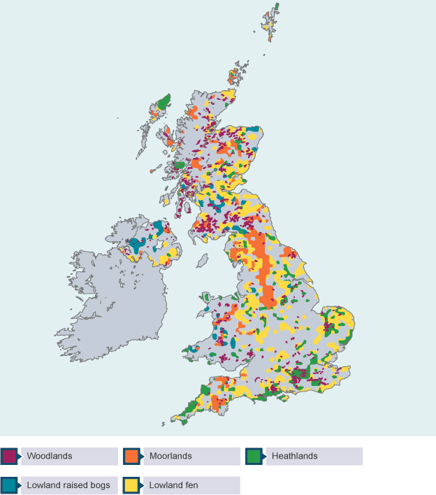 Ecosystems in the UK map