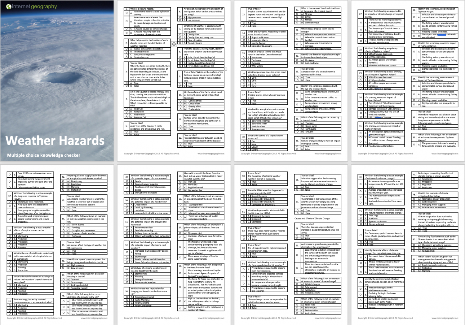 Weather Hazards and Climate Change MultipleChoice Knowledge Checker