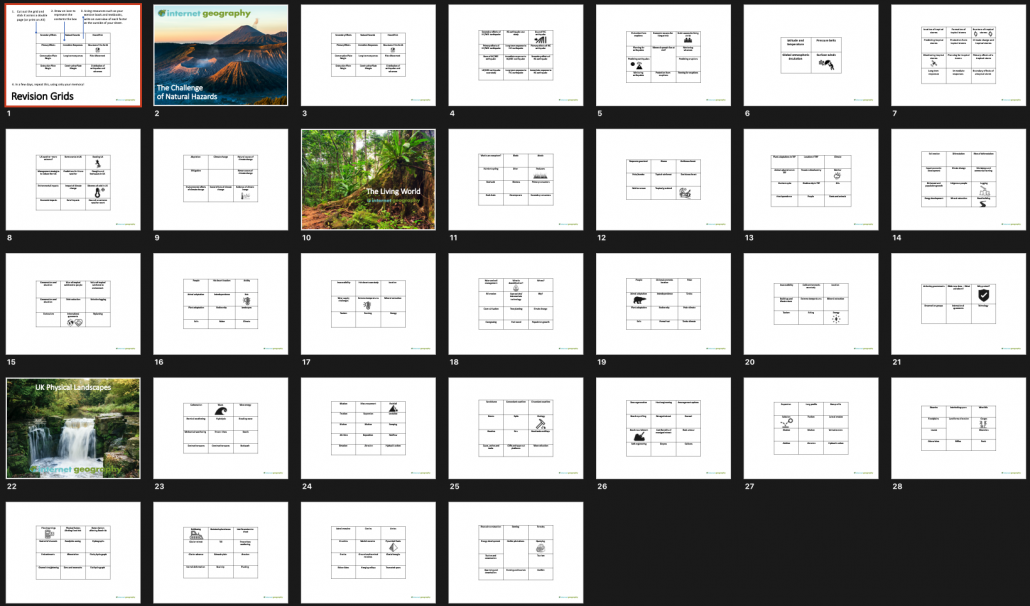 AQA GCSE Geography Paper 1 Revision Grids Revision Grids