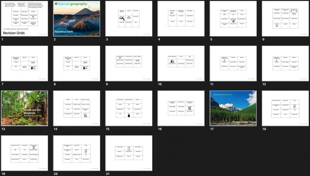 Revision Grids Set A Edexcel B GCSE Geography