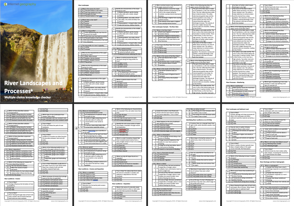 River Landscapes and Processes Edexcel B Multiple Choice