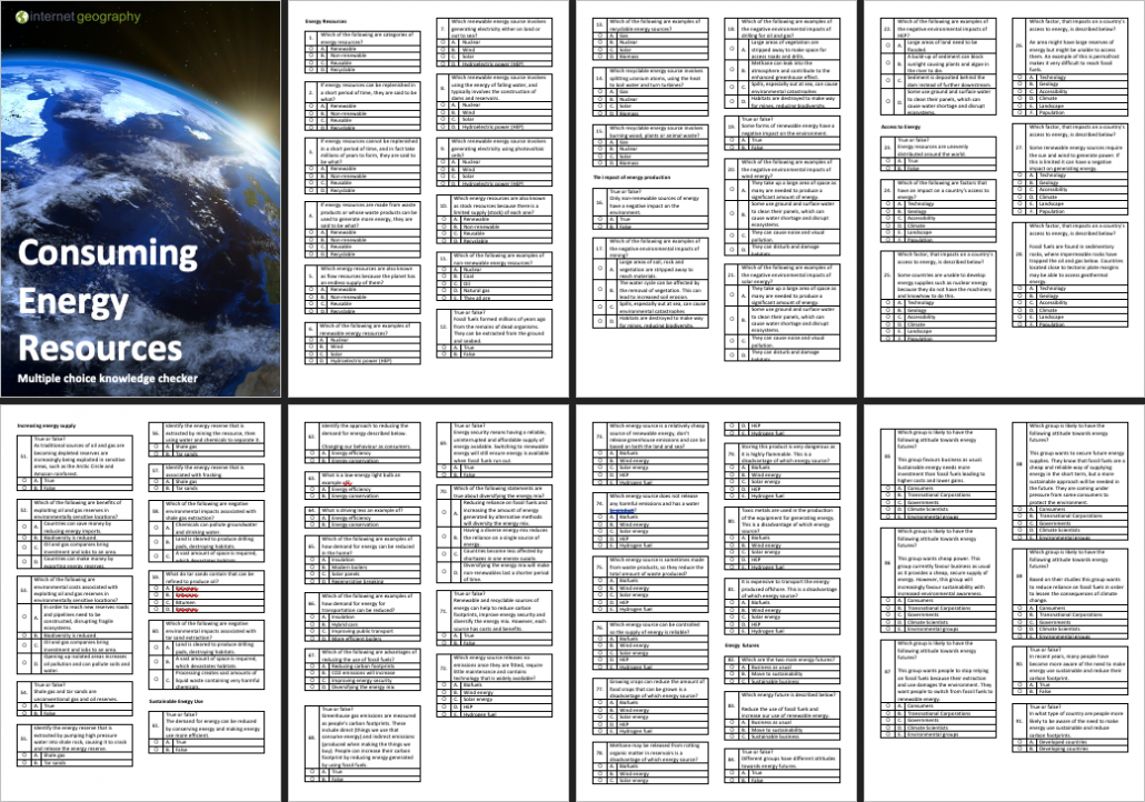 Consuming Energy Resources - Edexcel B Multiple Choice Booklet