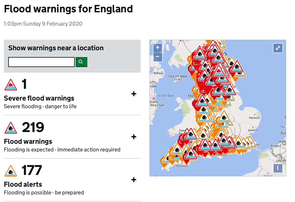 Flood Warnings by the Environmental Agency