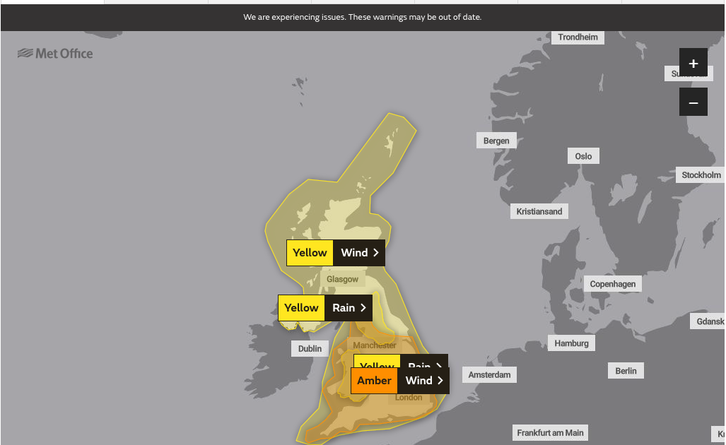 Met Office Warnings for Storm Ciara