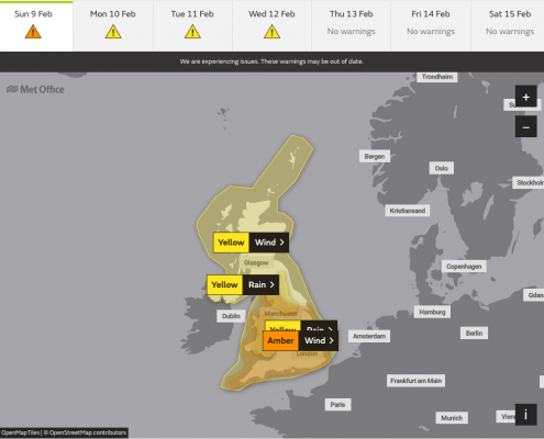 Met Office Warnings for Storm Ciara