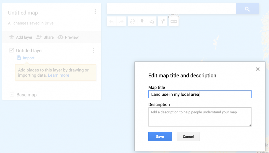 Naming your map in Google My Maps