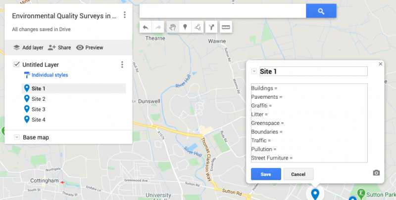 Google My Maps Project Environmental Quality Survey In My Local Area Google My Maps Project Environmental Quality Survey In My Local Area