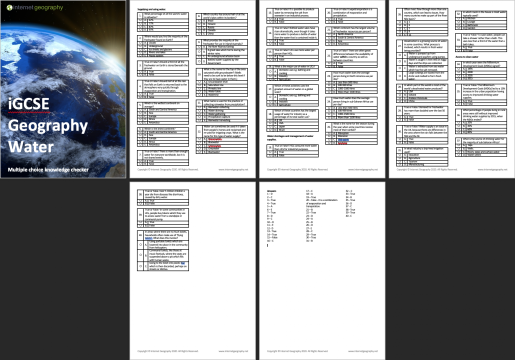 iGCSE Geography Water Multiple Choice Booklet