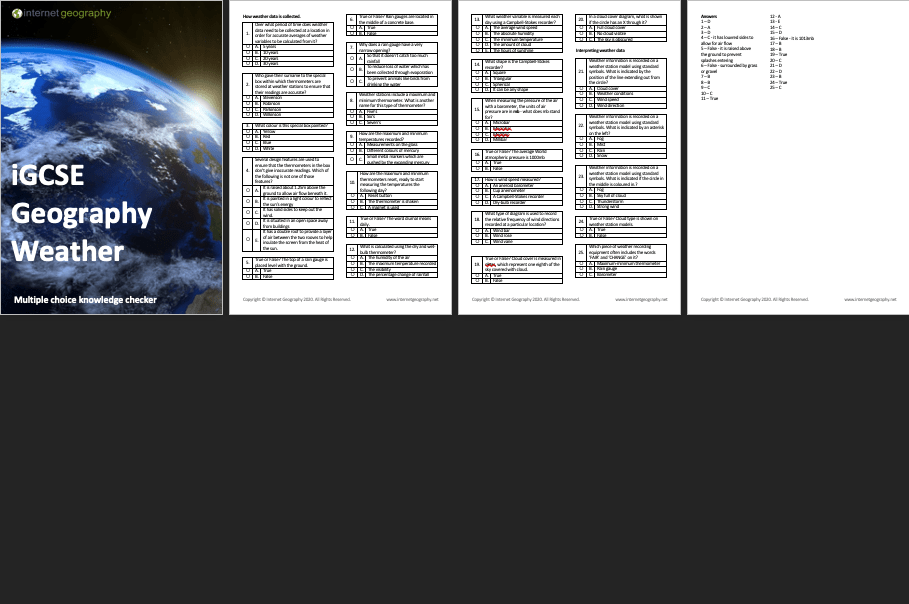 iGCSE Geography Weather Multiple Choice Booklet