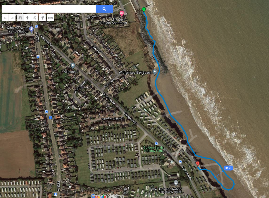 GPS outline of the new defences at Withernsea