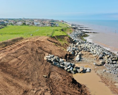 Installing rock armour at Withernsea